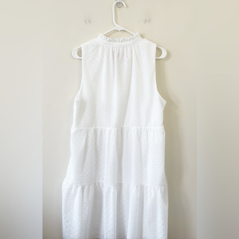 Lilly Pulitzer Novella Dress Resort White Mini Medallion Chiffon Eyelet Size L - Picture 7 of 11